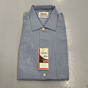 NOS Vintage 60s Fleetline Blue Viscose Rayon Shirt